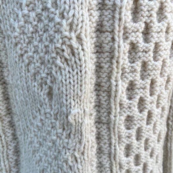 Vintage Fishermans Sweater In Mens Large Unisex Cable Knit Wool Jumper Crea, - Picture 4 of 7